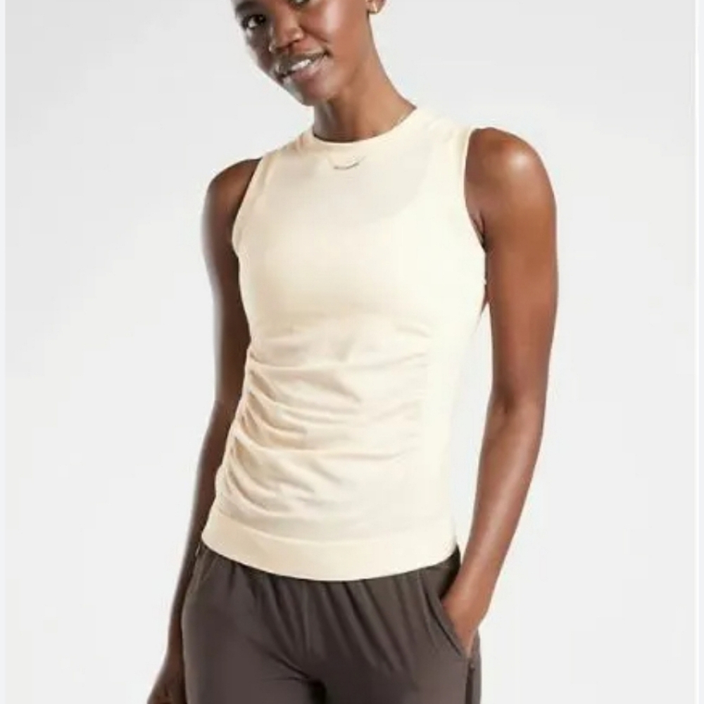 Athleta Foresthill Ascent Wool Seamless Tank Top Mesh Back Cream Size XS